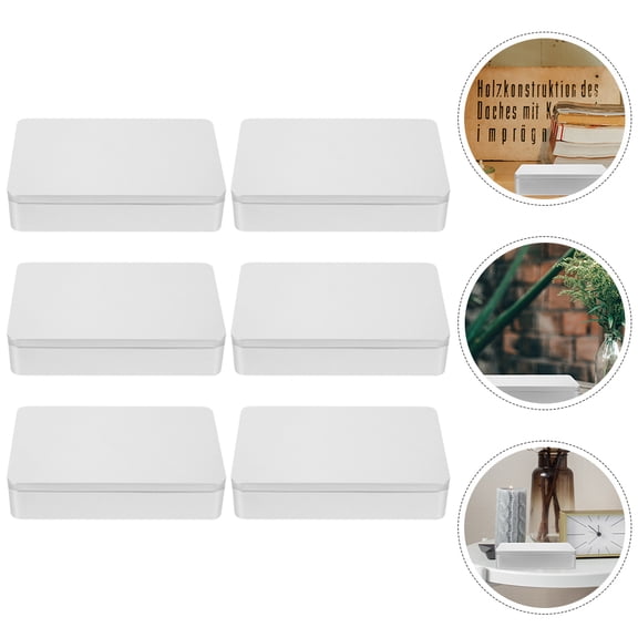 BESTYASH 6Pcs Plated Tinplate Craft Organizers and Storage Containers with Lids Durable Metal Boxes