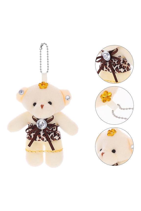 6Pcs Mini Bears Brown Plush Keychain for DIY Craft Family and Friends