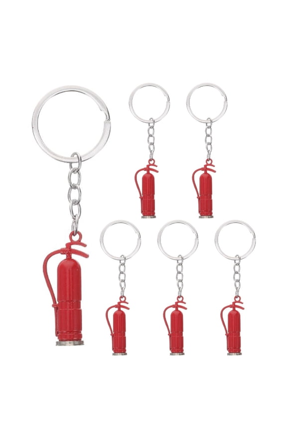 6Pcs Red Firefighting Theme Firefighter Keychain Zinc Alloy for Schoolbag Decoration