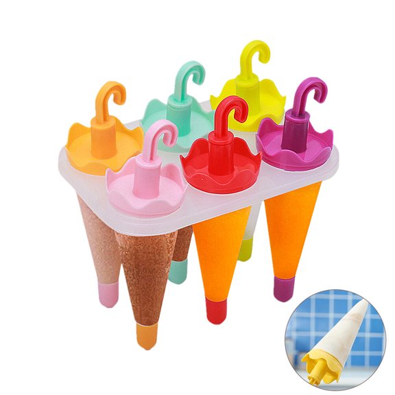 BESTYASH 6Pcs Reusable Plastic Ice Maker Mold Creative Umbrella Shape for Ice Making