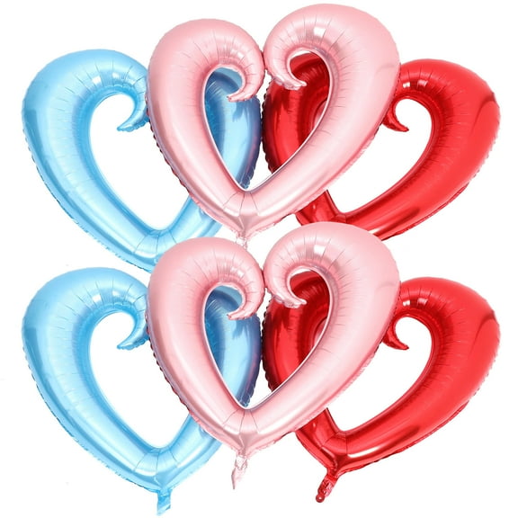 BESTYASH 6-Pack Heart Shaped Foil Balloons, Leak Resistant and Safe for Wedding Party Celebration Decorations