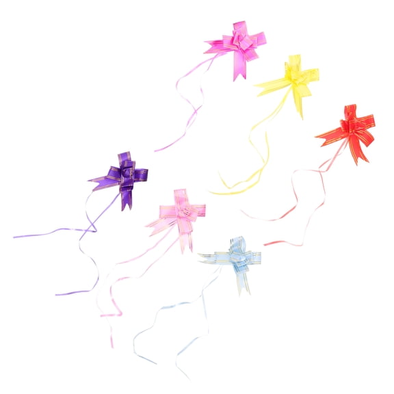 BESTYASH 6Pcs Shiny Glossy Bow Knots for Box and Wedding Car Decoration Assorted Colors