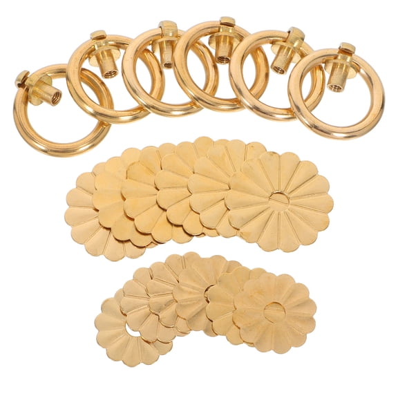 BESTYASH 6-Pack Brass Vintage Round Pull Knobs for Kitchen Cabinets, Cupboards, Wardrobes, Decorative Handles
