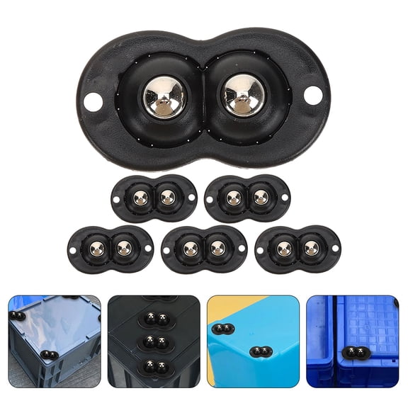 BESTYASH Set of 6 Black Self-Adhesive Furniture Caster Wheels for Easy Movement and Mobility on Nightstands and Chairs