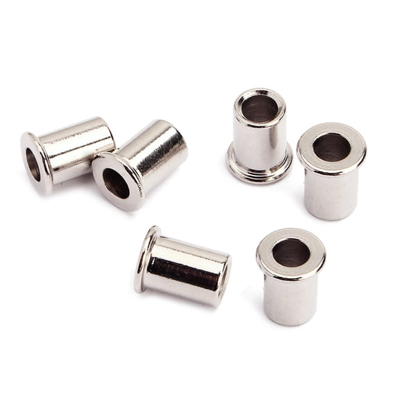 BESTYASH 6Pcs String Ferrules Plated Silver for Guitar String Through Body Improve Playability and Sound