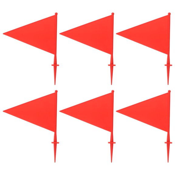 BESTYASH 6Pcs Sturdy Red Plastic Landscape Flags for Yard Marking and Sprinkler System Identification