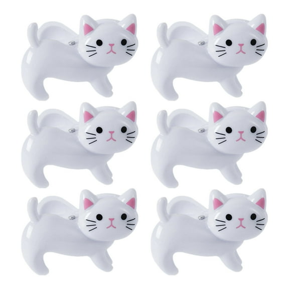 BESTYASH 6Pcs White Cat Shaped Clothes Clips Iron Material Windproof Sock and Quilt Fixing Clothespins