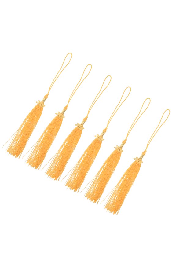 6Pcs Yellow Graduation Cap Tassels with Charms for Elegant Academic Hat Decoration
