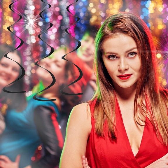 BESTYASH 6-Pack Black Double-Tail Spiral Hanging Streamers for Party Decorations and Ceiling Decor