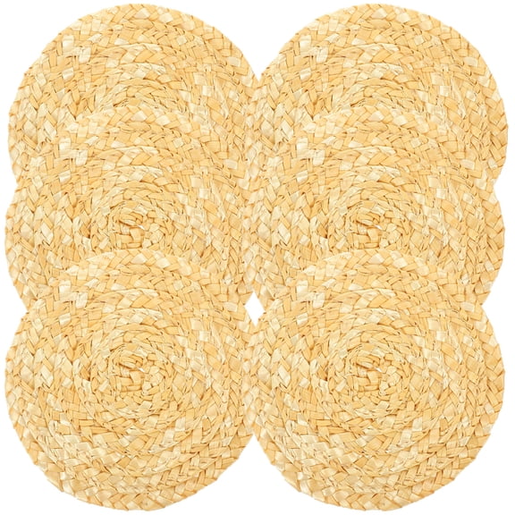 BESTYASH 6pcs Coaster for Home Yellow Synthetic Material Non-slip Coasters Woven Party Decorations
