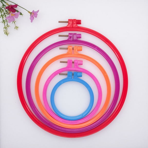 BESTYASH 6pcs Embroidery Retaining Circle DIY Plastic Ring in Pink for Fixing Fabric and Craft Making