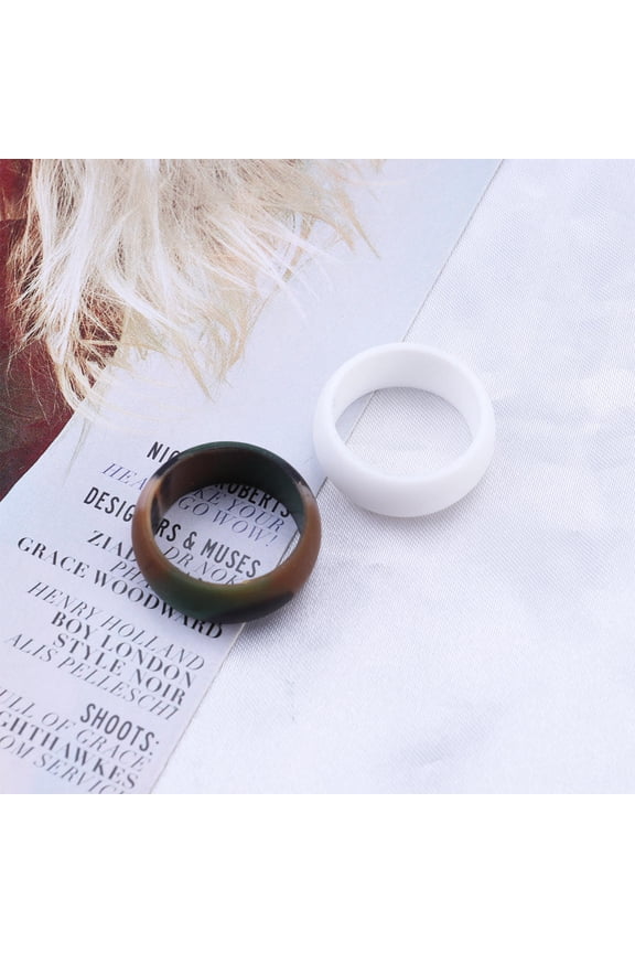 7 Pcs Matching Silicone Wedding Bands Couples Rings Simple Design Durable Blue