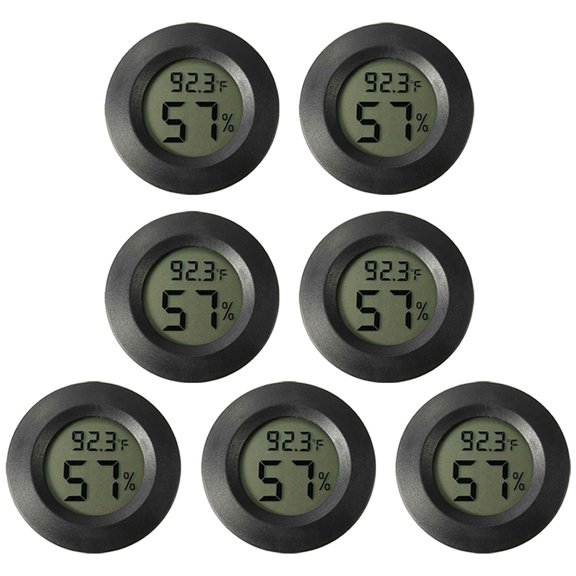 BESTYASH 7Pcs Black Plastic Humidity Gauge with Digital Display for Snake Tank and Tortoise Habitat