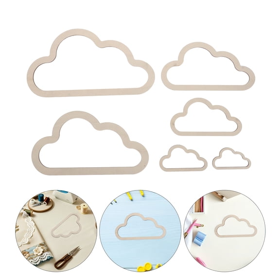 BESTYASH 7-Piece Cloud Shaped Macrame Hoop Craft Kit for Wedding, Holiday, and Home Decor in Beige