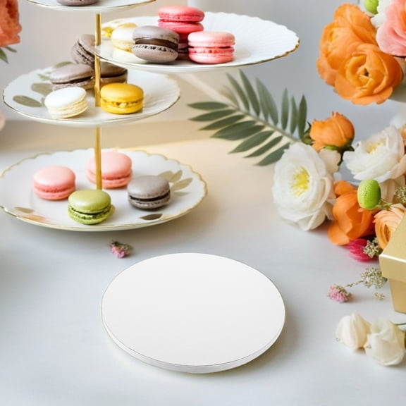 BESTYASH 7Pcs Thick White Round Cake Boards Food Grade Greaseproof Cake Drum Base for Wedding and Birthday Cakes
