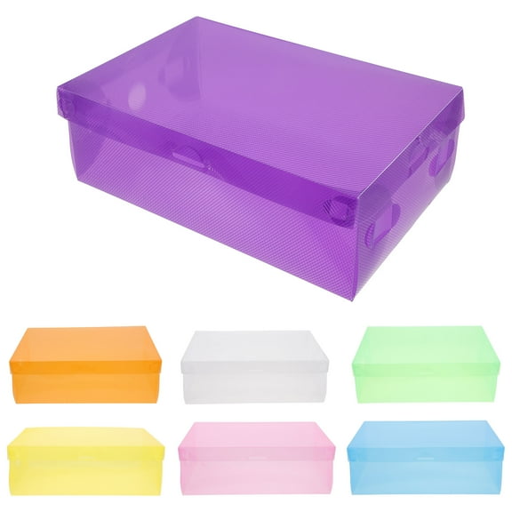 BESTYASH 7-Piece Thickened Plastic Shoe Organizer Storage Bins with -Top Lid for Home and Closet Use