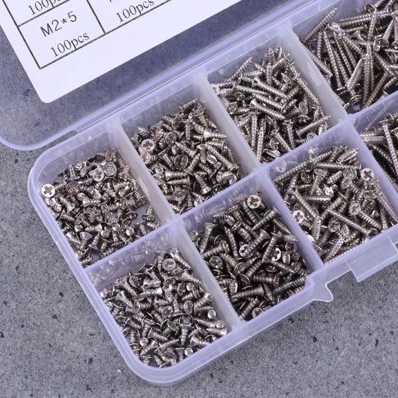 BESTYASH 800pcs Carbon Steel Countersink Screw Kit for DIY Craftsmen Silver