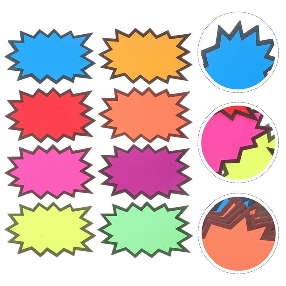 BESTYASH 80Pcs Assorted Fluorescent Paper Burst Star Sale Price Tags for Store and Garage Displays