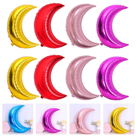 BESTYASH 8Pcs Assorted Aluminum Foil Balloons Moon Shape Party Decorations Photo Props