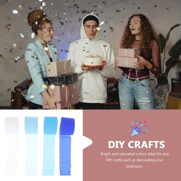 BESTYASH 8Pcs Blue Decorative Crepe Paper Rolls Lightweight Paper Streamers for Festive Party