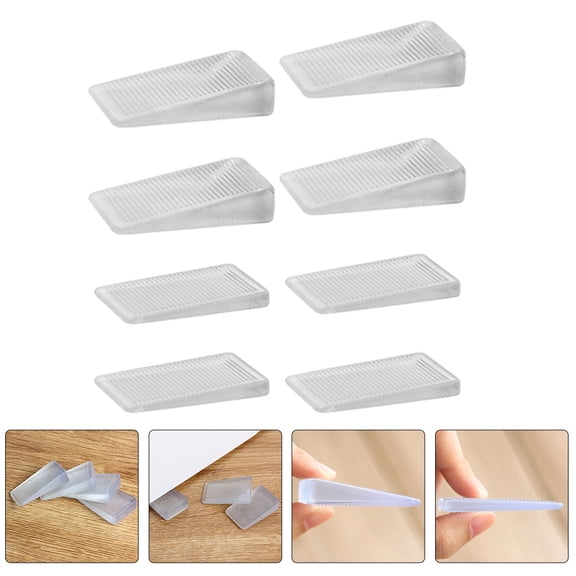 BESTYASH 8Pcs Door Stops Clear Wedge Leveling Furniture Accessories for Home Use