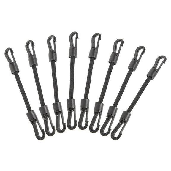 BESTYASH 8Pcs Durable Black Bungee Cords with Carabiner Hooks for Boat Dock Lines and Outdoor Use