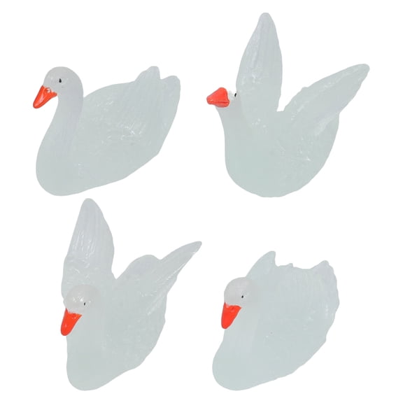BESTYASH 8Pcs Mini Swan Figurines Night Glow Resin White Aquarium Decoration Miniature Design