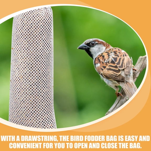 BESTYASH Portable Polyester Bird Feeder Bags with Tear-Resistant Mesh and Drawstring Closure for Outdoor and Home Use