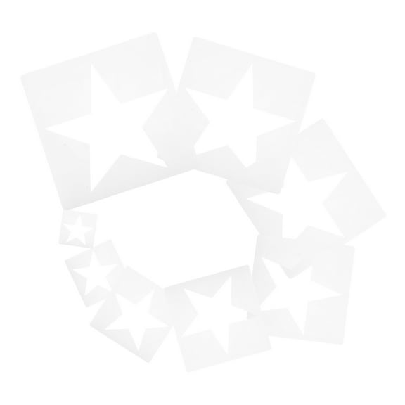 BESTYASH 8Pcs Reusable Star Painting Stencils White Plastic Templates for Fabric Wall Decorations