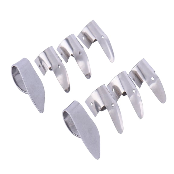 BESTYASH 8Pcs Silver Guitar Thumb and Index Finger Picks Stainless Steel for Acoustic Bass and Ukulele
