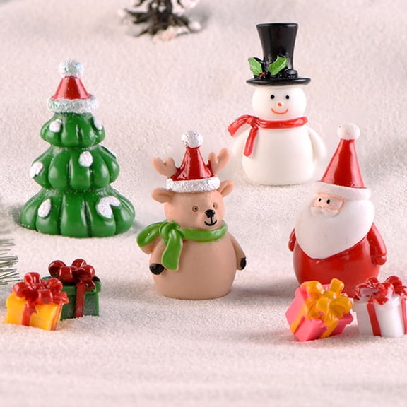 BESTYASH 8Pcs Snowman Decor Figurines Miniature Tree Decorations Multi Colored Christmas