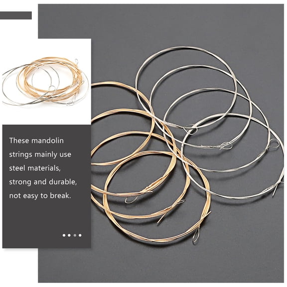 BESTYASH 8Pcs Steel Mandolin Strings Replacement Set for Rich Resonance and Warm Balanced Tone