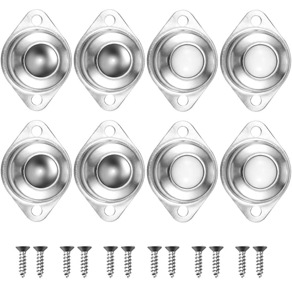 BESTYASH 8Pcs Swivel Wheels Transfer Bearing Ball Roller Silver Stainless Steel for Home Furniture