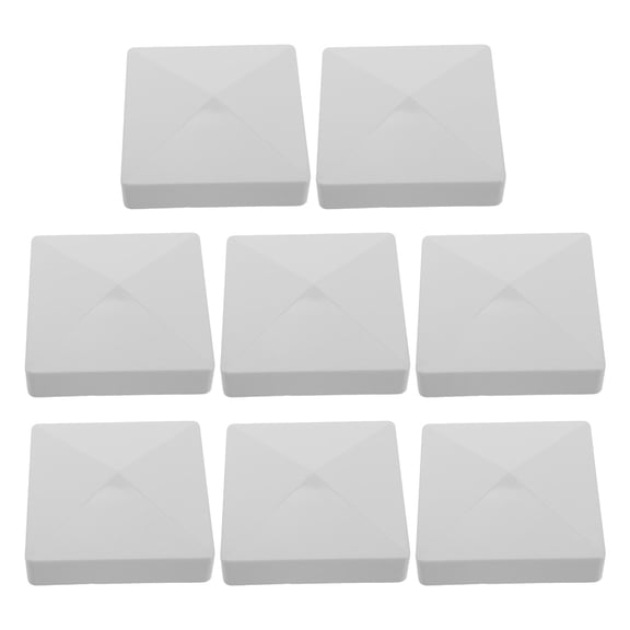 BESTYASH 8Pcs Plastic Deck Post Caps Light Grey Easy No Tool Installation Fence Tops