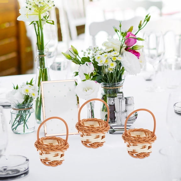 BESTYASH 8Pcs Woven Basket Assorted Color Decorative Miniature Design for Easter Party