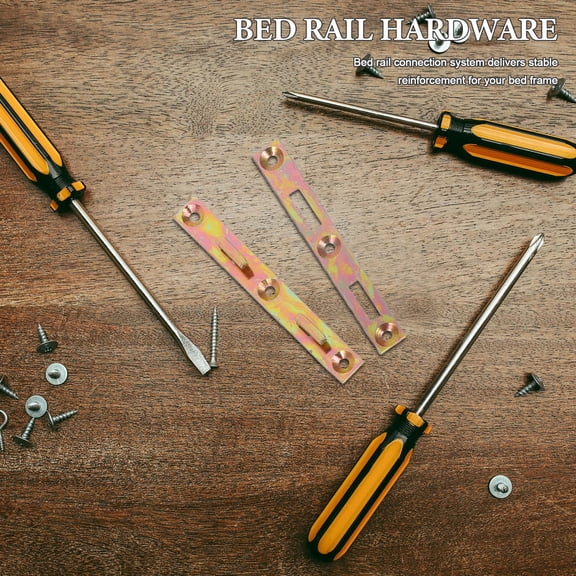 BESTYASH 8Sets Bed Rail Connector Hardware for Wood Beds Heavy Duty Bed Rail Support Brackets