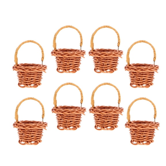 BESTYASH 8pcs Mini Woven Basket Coffee Rattan Photography Props Garden Decor