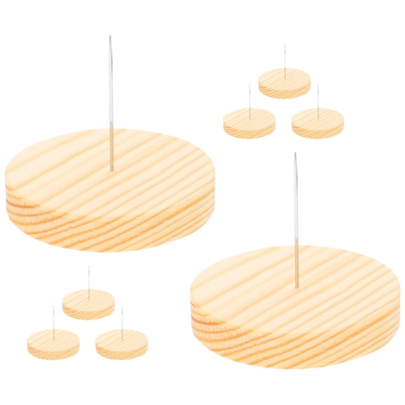 BESTYASH 8-Piece Needle Felting Tool Organizer with Wood and Metal Round Base for Craft Projects and Hobby Enthusiasts