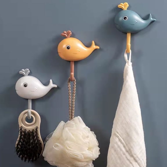BESTYASH 9 Pcs Decorative Whale Hooks for Wall Organization with Self Adhesive Function