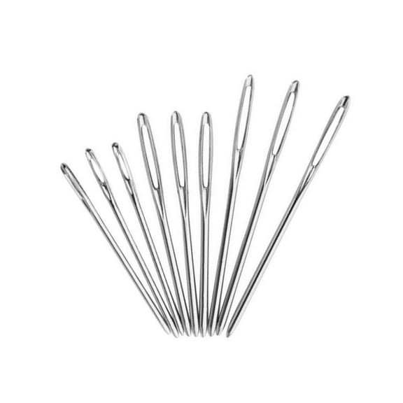 BESTYASH 9 Pieces Silver Sewing Needles Steel for Crafters Weaving Ends Projects