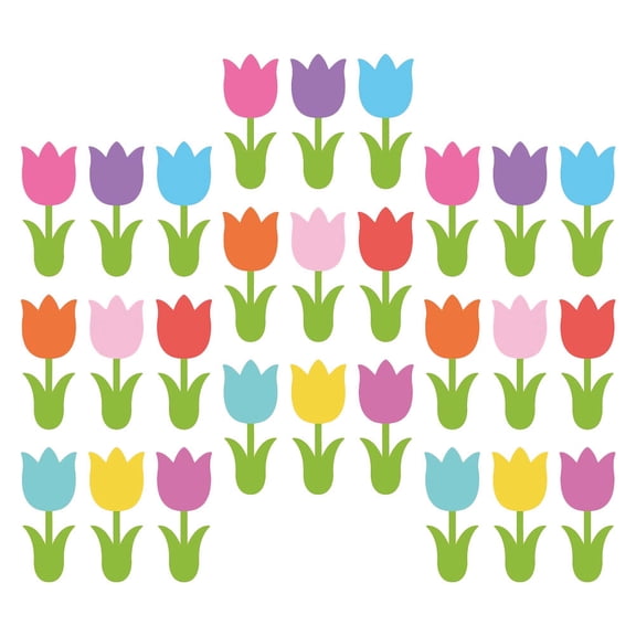 BESTYASH 90 Pieces Shaped Paper Flowers Spring Classroom Decorations Party Cutouts for Kids and Events
