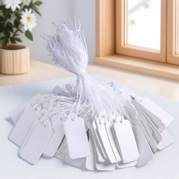 BESTYASH 95Pcs White Pricing Tags with String for Easy Labeling and Quick Writing