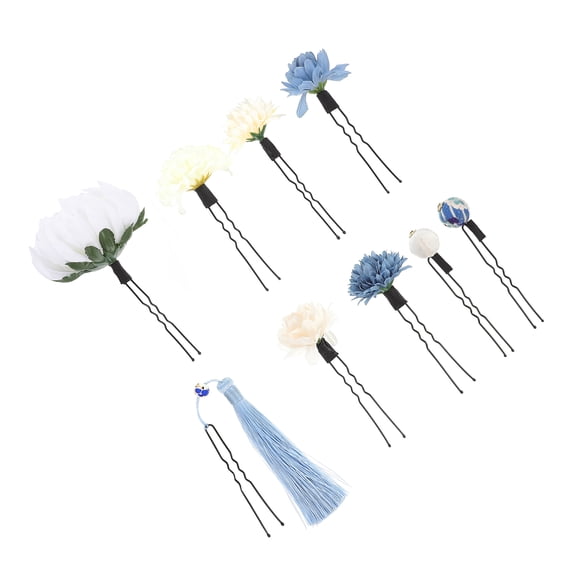 BESTYASH 9Pcs Japanese Hair Accessories for Women Cloth Flower Hair Decoration Wedding