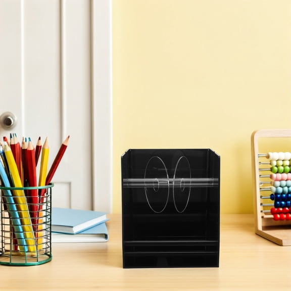 BESTYASH Acrylic Label Dispenser with Triple Compartments for Office Desk Organization and Sticker Roll Storage