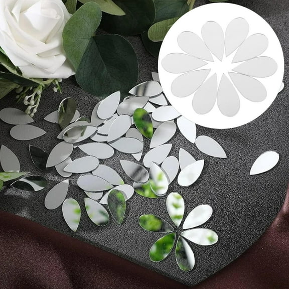 BESTYASH Creative Teardrop Mirror Wall Decals Silver Acrylic Stickers for Bedroom Decor