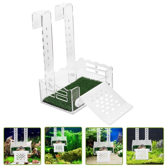 BESTYASH Acrylic Turtle Basking Platform for Pet Use Convenient Climbing Ramp Terrarium Accessories 9.5 x 7.5 inches
