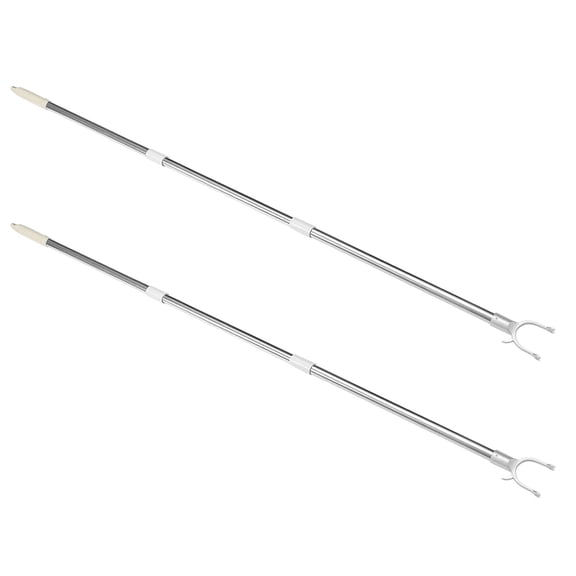 BESTYASH Adjustable Clothesline Pole Set for Home Use, Plastic and Stainless Steel, White, 2 Pieces