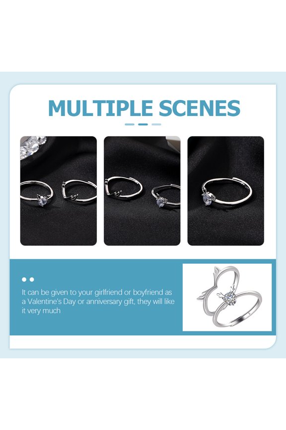 Adjustable Couple Rings for Wedding Anniversary Copper Jewelry Decor 6.5 Inch