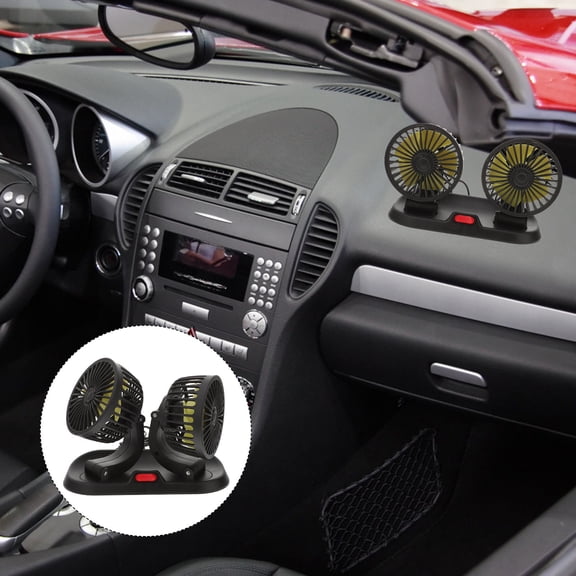 BESTYASH Adjustable Double Head Car Volt with Strong Wind for Auto Cooling Use