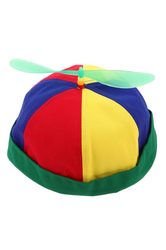 Adjustable Green Propeller Beanie Hat with Detachable Plastic Pinwheel Top